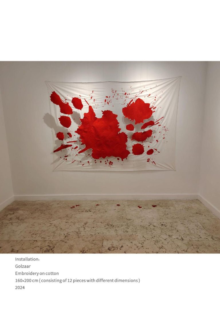 golzaar Installation - 160x200 cm (consiting of 12 pieces with different dimensions) - embroidery on cotton -2024