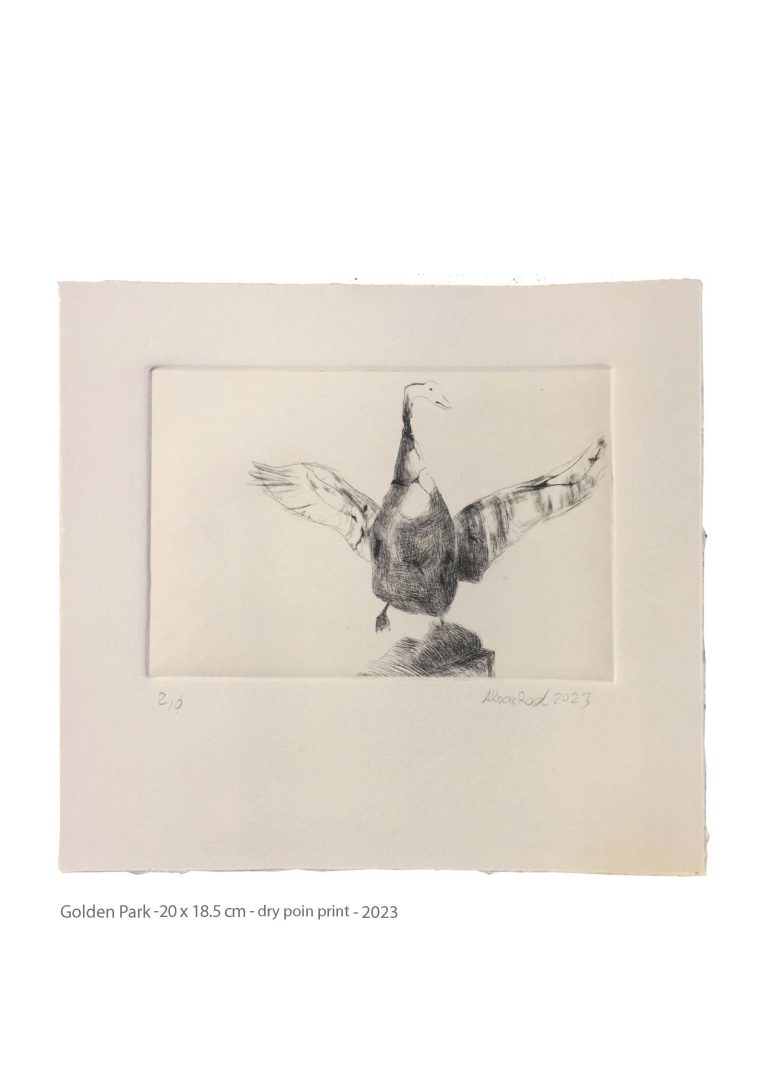 Golden Park - 20x18.5cm - dry point print - 2023