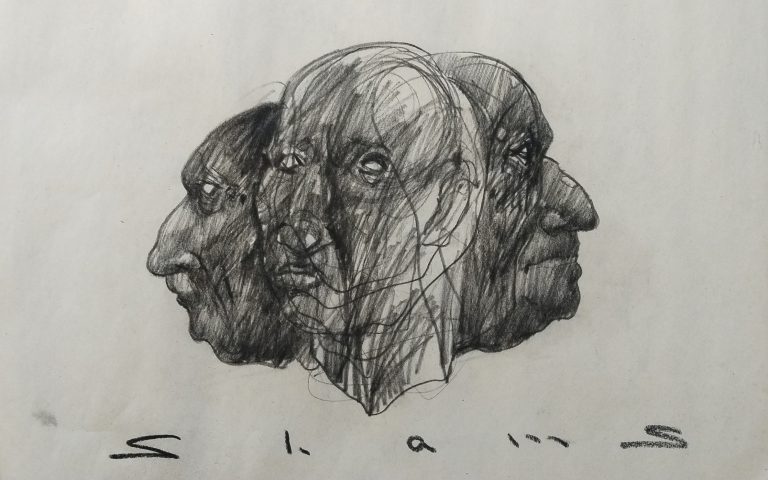 Untitled, 34 × 35 cm, Conté Pencil on Paper, 2024