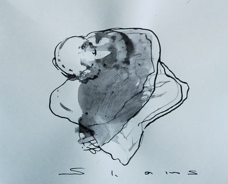 Untitled, 16 × 20 cm, Iron Gall Ink and Dip Pen on Paper, 2025