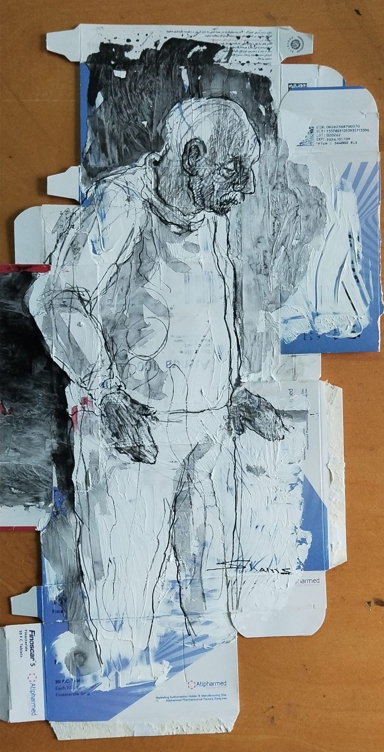 Untitled, 30.5 × 36.5 cm, Acrylic and Dip Pen with Ink on Cardboard, 2024