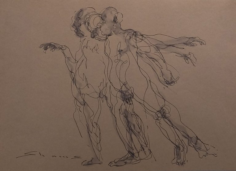 Night Walk of the Father, 21 × 30 cm, Ink and marker on cardboard, 2024