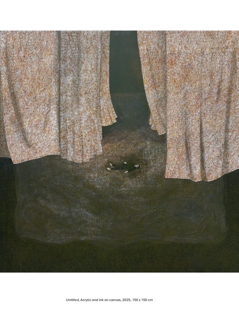 Untitled, Acrylic and ink on canvas, 2025, 150 x 150 cm