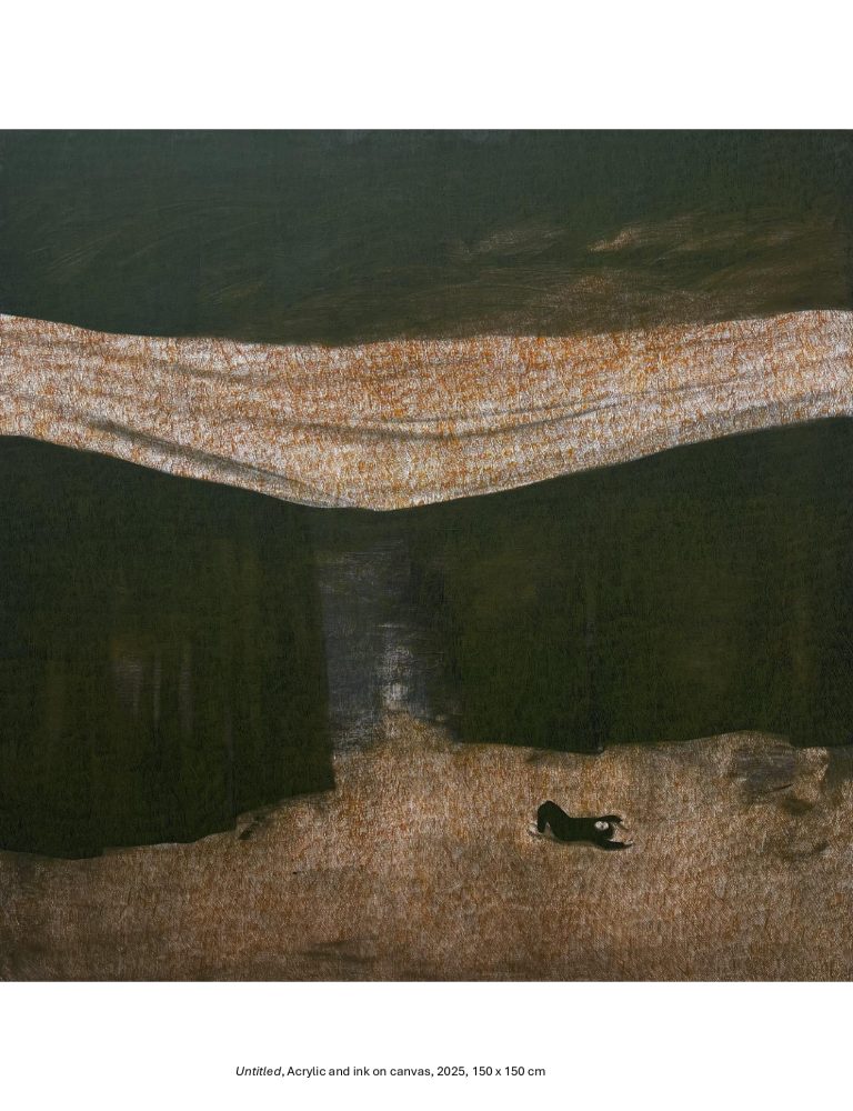 Untitled, Acrylic and ink on canvas, 2025, 150 x 150 cm