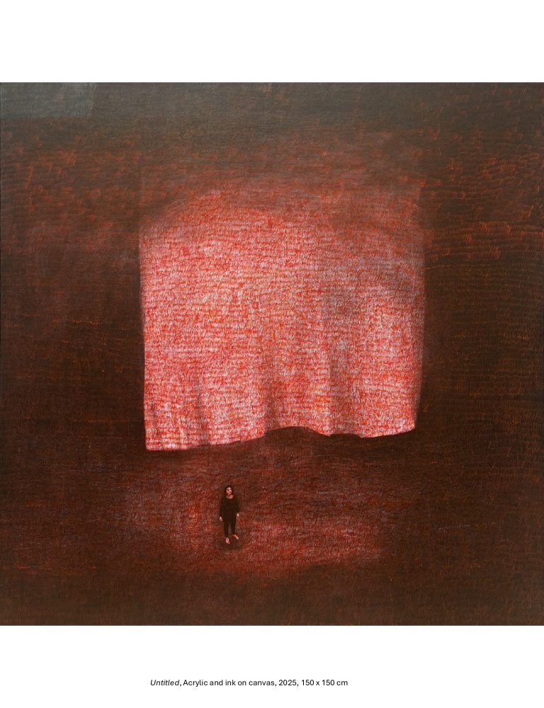 Untitled, Acrylic and ink on canvas, 2025, 150 x 150 cm