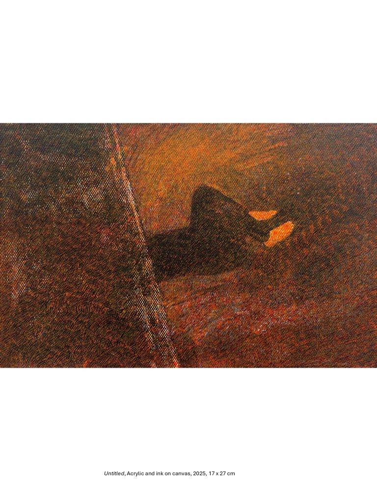 Untitled, Acrylic and ink on canvas, 2025, 17 x 27 cm