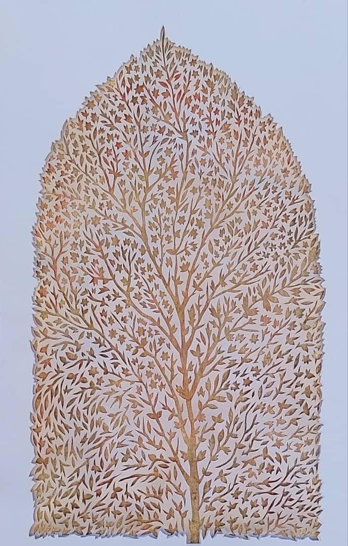 Paper cut and Mixed media, 2025, 52.5 x 73 cm