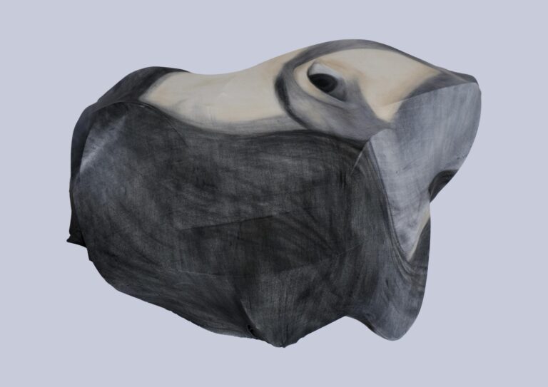 Untitled, soft pastel on textile and iron rods, 2026, 83 x 83 x 35 cm